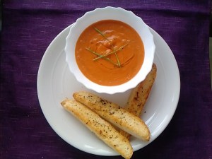 Tomato soup & Garlic and basil bread